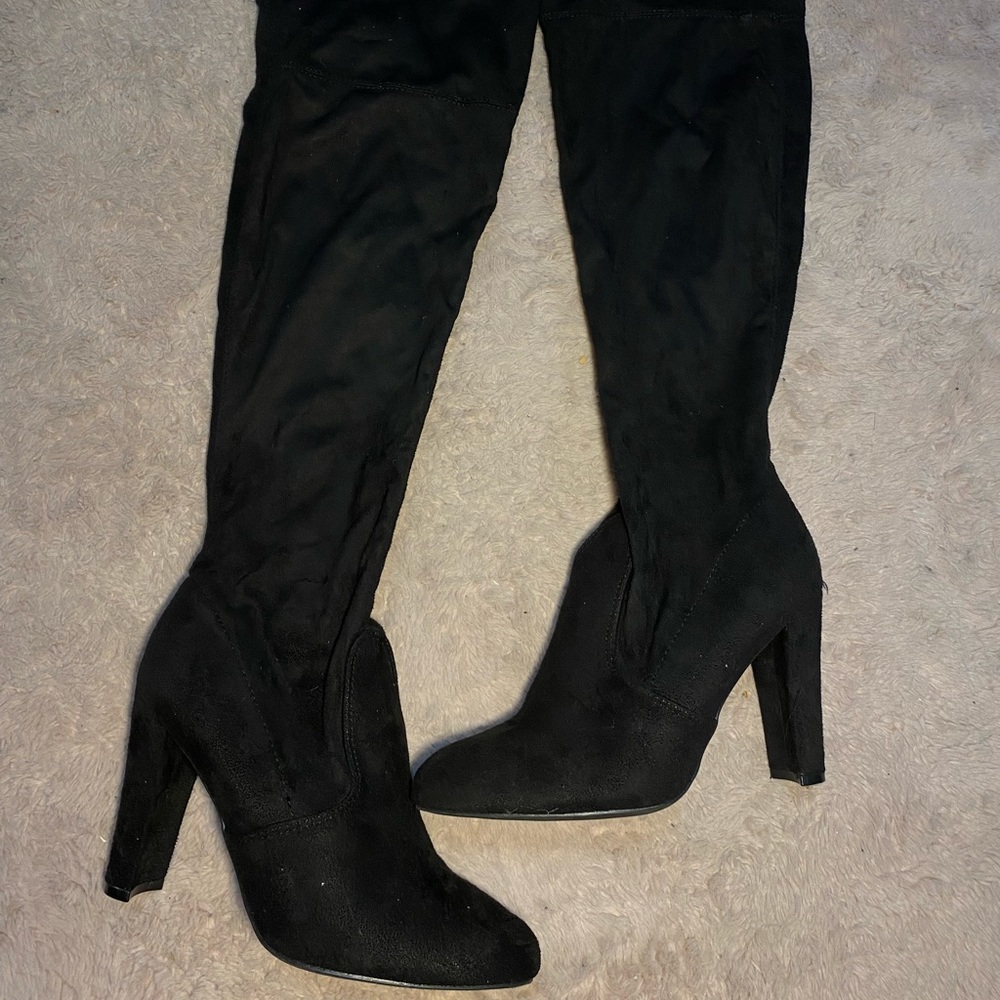 Black thigh high boots